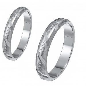 Ζευγάρι Βέρες Γάμου-Αρραβώνα Λευκόχρυσες MLV-35-101092W