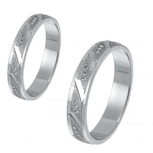 Ζευγάρι Βέρες Γάμου-Αρραβώνα Λευκόχρυσες MLV-36-101093W