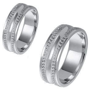 Ζευγάρι Βέρες Γάμου-Αρραβώνα Λευκόχρυσες MLV-38-10195W