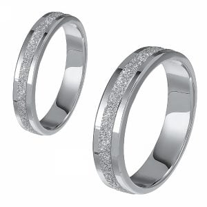 Ζευγάρι Βέρες Γάμου-Αρραβώνα Λευκόχρυσες MLV-464-101064W