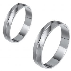 Ζευγάρι Βέρες Γάμου-Αρραβώνα Λευκόχρυσες MLV-467-101067W