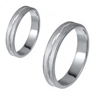 Ζευγάρι Βέρες Γάμου-Αρραβώνα Λευκόχρυσες MLV-485-101055W