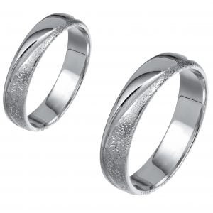 Ζευγάρι Βέρες Γάμου-Αρραβώνα Λευκόχρυσες MLV-497-101051W