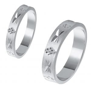 Ζευγάρι Βέρες Γάμου-Αρραβώνα Λευκόχρυσες MLV-505-10052W