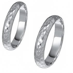 Ζευγάρι Βέρες Γάμου-Αρραβώνα Λευκόχρυσες Σφυρήλατες MLV-50-101089W