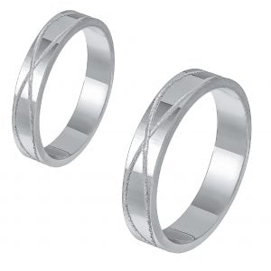 Ζευγάρι Βέρες Γάμου-Αρραβώνα Λευκόχρυσες MLV-529-101049W