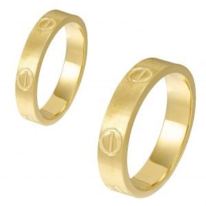 Ζευγάρι Βέρες Γάμου-Αρραβώνα Χρυσές Λουστρέ MLV-537-101036Y