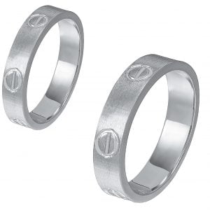 Ζευγάρι Βέρες Γάμου-Αρραβώνα Λευκόχρυσες Λουστρέ MLV-537-101036W