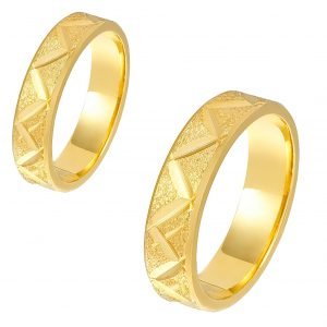 Ζευγάρι Βέρες Γάμου-Αρραβώνα Χρυσές Ζαγρέ Με Λουστρέ Σχέδια MLV-545-101045Y