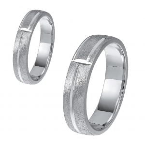 Ζευγάρι Βέρες Γάμου-Αρραβώνα Λευκόχρυσες Ματ Με Λουστρέ Λεπτομέρειες MLV-546-101014W
