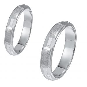 Ζευγάρι Βέρες Γάμου-Αρραβώνα Λευκόχρυσες MLV-61-101091W