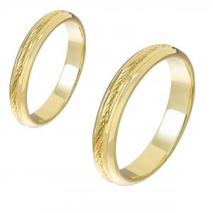 Ζευγάρι Βέρες Γάμου-Αρραβώνα Χρυσές Με Σκάλισμα MLV-IE-101042Y