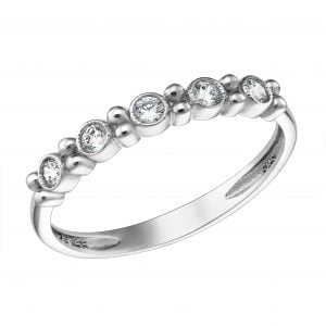 Λευκόχρυσο Σειρέ Δαχτυλίδι 14Κ Με Λευκές Στρόγγυλες Πέτρες Ζιργκόν MSD-21829W