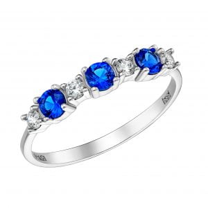Δαχτυλίδι Γυναικείο Λευκόχρυσο 14Κ Με Στρόγγυλες Μπλε & Μικρότερες Λευκές Πέτρες Ζιργκόν MSD-21707W