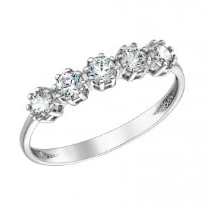 Λευκόχρυσο Δαχτυλίδι 14Κ Σειρέ Με Στρόγγυλες Λευκές Πέτρες Ζιργκόν MSD-21708W