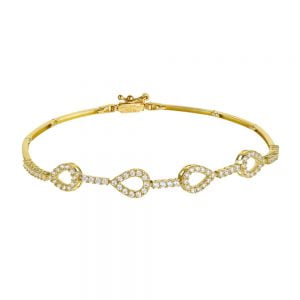Βραχιόλι Χρυσό 14Κ Γυναικείο Με Λευκές Πέτρες Ζιργκόν MSB-21789Y