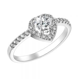 Γυναικείο Δαχτυλίδι Λευκόχρυσο 14Κ Σε Σχέδιο Καρδιά Με Λευκές Πέτρες Ζιργκόν MSD-21797W