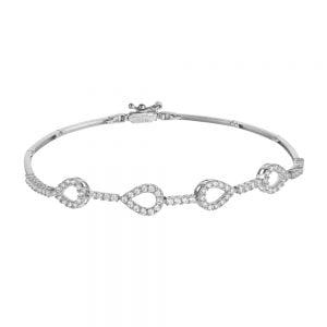 Βραχιόλι Λευκόχρυσο 14Κ Γυναικείο Με Λευκές Πέτρες Ζιργκόν MSB-21789W