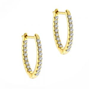 Σκουλαρίκια Κρικάκια Ασημένια 925 Επιχρυσωμένα Με Λευκές Πέτρες Ζιργκόν Μπροστά & Πίσω ASZ-22054Y