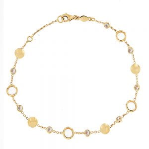 Βραχιόλι Γυναικείο Χρυσό 14Κ Με Κύκλους & Λευκές Πέτρες Ζιργκόν AMK-22114Y