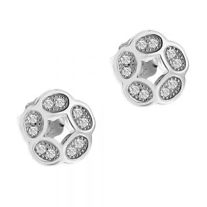 Σκουλαρίκια Ασημένια 925 Κύκλος Με Λευκές Πέτρες Ζιργκόν ASZ-22036W