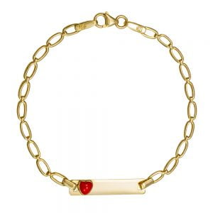 Ταυτότητα Παιδική Χρυσή Κ14 Με Καρδιά Με Κόκκινο Χρώμα Σμάλτο KBT-21946Y
