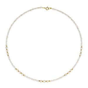 Μαργαριταρένιο Κολιέ Με Χρυσές Λεπτομέρειες KLM-22181Y