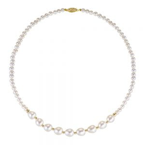 Μαργαριταρένιο Κολιέ Με Χρυσές Λεπτομέρειες KLM-22180Y