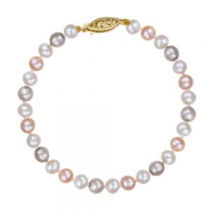 Βραχιόλι Με Μαργαριτάρια  5mm – 5,5mm Με Χρυσό Κούμπωμα Ασφαλείας KLV-22189Y