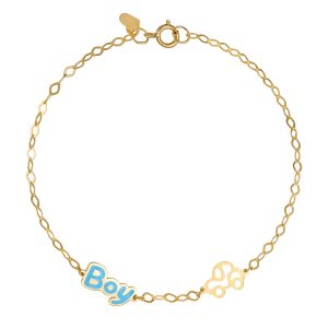 Βραχιόλι Ασημένιο 925 Επιχρυσωμένο Με Αυτοκινητάκι και BOY Με Σμάλτο TGS-22019Y