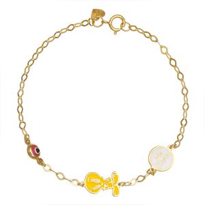 Βραχιόλι Ασημένιο 925 Επιχρυσωμένο Με Tweety,Ματάκι Και Ευχή TGS-22022Y