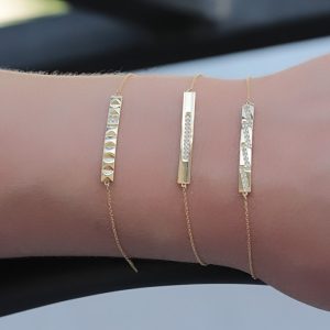 Βραχιόλι Γυναικείο Χρυσό 14Κ Μπάρα Λουστρέ Με Λευκές Πέτρες Ζιργκόν TSV-22204Y