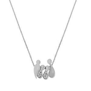 Κολιέ Οικογένεια Ασημένια 925 Με Μπαμπά , Δύο Παιδιά Με Λευκές Πέτρες Ζιργκόν & Μαμά MRS-22273W