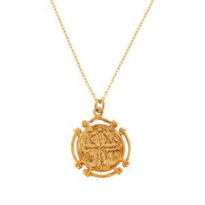 Κολιέ Διπλής Όψης Ασημένιο Επιχρυσωμένο “IC XC NI KA” MRS-22263Y