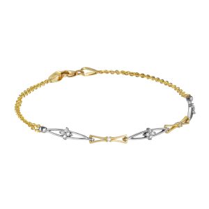 Βραχιόλι Γυναικείο Δίχρωμο 14Κ Με Λευκά Οβάλ Σχέδια & Λεπτομέρειες Από Λευκές Πέτρες Ζιργκόν VRA-22178Y