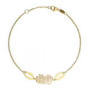 Βραχιόλι Γυναικείο Χρυσό 14Κ Με Λουλούδια & Φίλντισι LVV-22194Y