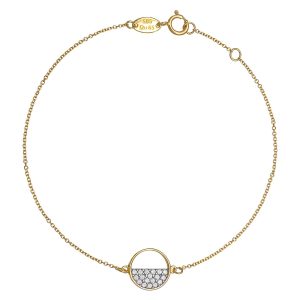 Βραχιόλι Γυναικείο Χρυσό 14Κ Κύκλος Με Λευκές Πέτρες Ζιργκόν Στο Μισό Εσωτερικά VRV-22199Y