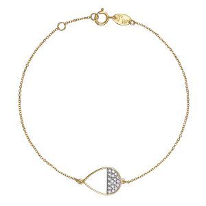 Βραχιόλι Γυναικείο Χρυσό 14Κ Σε Σχήμα Δάκρυ Με Λεπτομέρειες Από Λευκές Πέτρες Ζιργκόν VRV-22201Y
