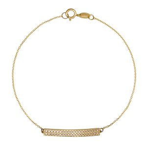 Βραχιόλι Γυναικείο Χρυσό 14Κ Μπάρα Με Λευκές Πέτρες Ζιργκόν TSV-22203Y