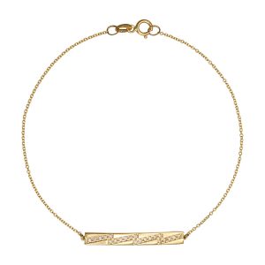 Βραχιόλι Γυναικείο Χρυσό 14Κ Μπάρα Λουστρέ Με Λευκές Πέτρες Ζιργκόν TSV-22204Y