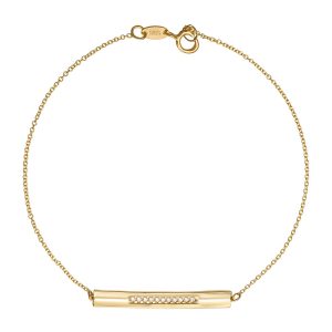 Βραχιόλι Γυναικείο Χρυσό 14Κ Μπάρα Λουστρέ Με Λευκές Πέτρες Ζιργκόν Στην Μέση TSV-22206Y