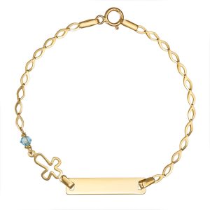 Ταυτότητα Παιδική Χρυσή Κ14 Με Σταυρό & Μπλε Πέτρα KBT-22002Y