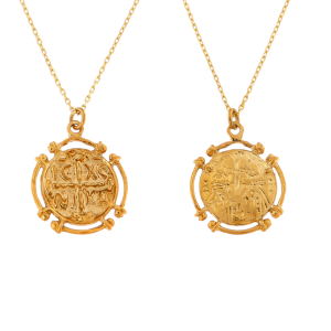 Κολιέ Διπλής Όψης Ασημένιο Επιχρυσωμένο “IC XC NI KA” MRS-22263Y