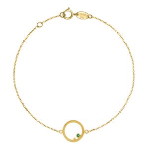 Βραχιόλι Γυναικείο Χρυσό 14K Κύκλος Με Στρόγγυλη Πράσινη Πέτρα Ζιργκόν VRV-22396Y