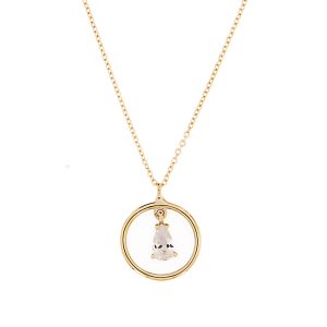 Κολιέ Χρυσό Κ14 Κύκλος Λουστρέ Με Κρεμαστό Δάκρυ Με Λευκή Πέτρα Ζιργκόν Στο Εσωτερικό VRV-22324Y
