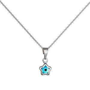 Λευκόχρυσο Ματάκι Με Αλυσίδα Κ14 Αστεράκι MKB-22568W