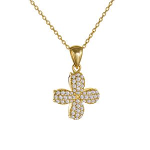 Σταυρός Γυναικείος Χρυσός 14Κ Διπλής Όψης Με Λευκές Πέτρες Στην Μία Όψη & Μπλε Πέτρες Ζιργκόν Στην Άλλη Όψη SXS-22419Y