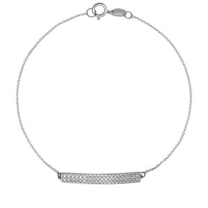 Βραχιόλι Γυναικείο Λευκόχρυσο 14Κ Μπάρα Με Λευκές Πέτρες Ζιργκόν TSV-22203W