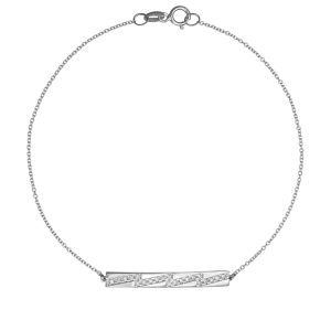 Βραχιόλι Γυναικείο Λευκόχρυσο 14Κ Μπάρα Λουστρέ Με Λευκές Πέτρες Ζιργκόν TSV-22204W