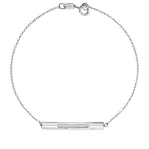 Βραχιόλι Γυναικείο Λευκόχρυσο 14Κ Μπάρα Λουστρέ Με Λευκές Πέτρες Ζιργκόν Στην Μέση TSV-22206W